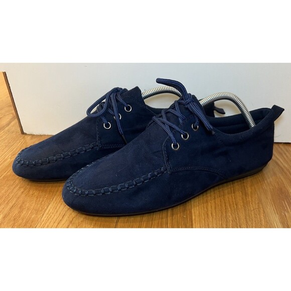 Faux Suede Blue Lace Up Loafers Mens Size 9.5 European 43 - Picture 1 of 9